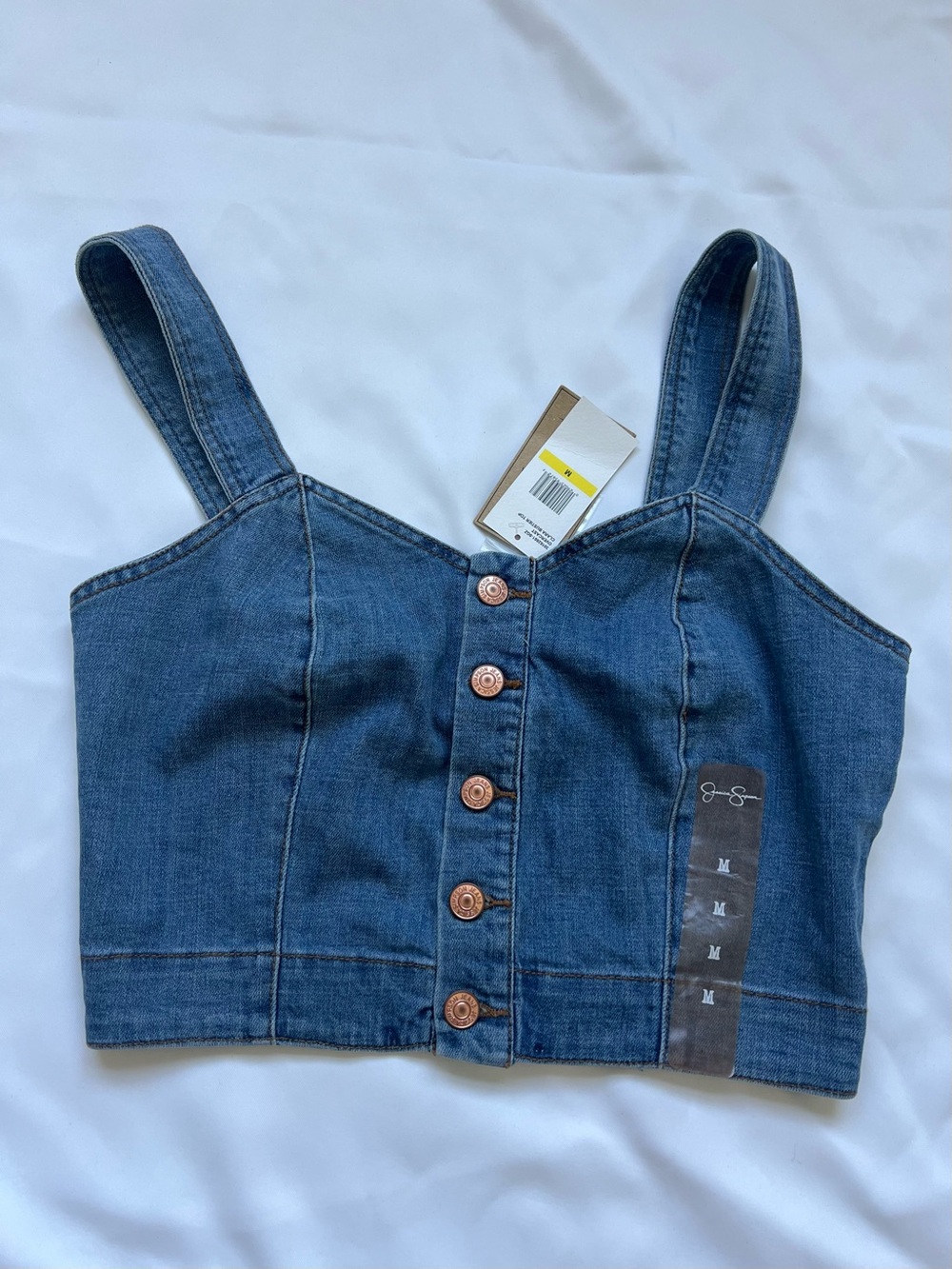 Jessica Simpson Indigo Denim Button-Front Crop Tank